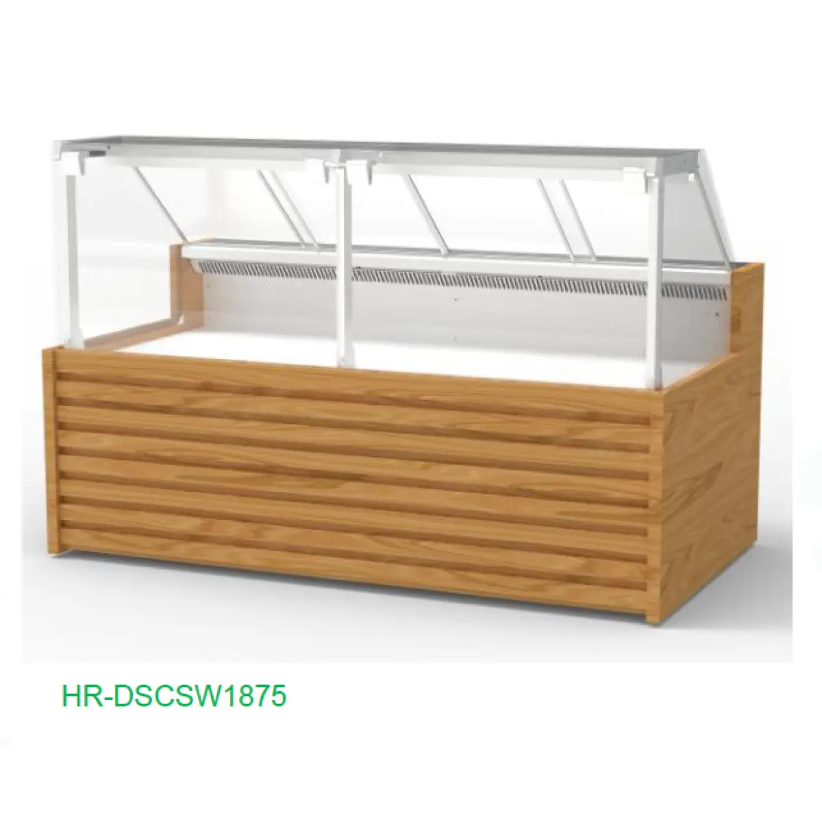 Vitrină frigorifică premium cu finisaj decor lemn