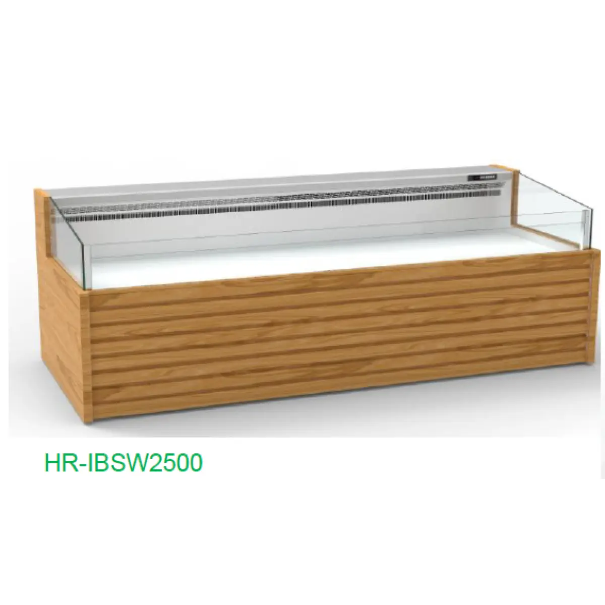 Vitrină frigorifică orizontală cu finisaj decor lemn