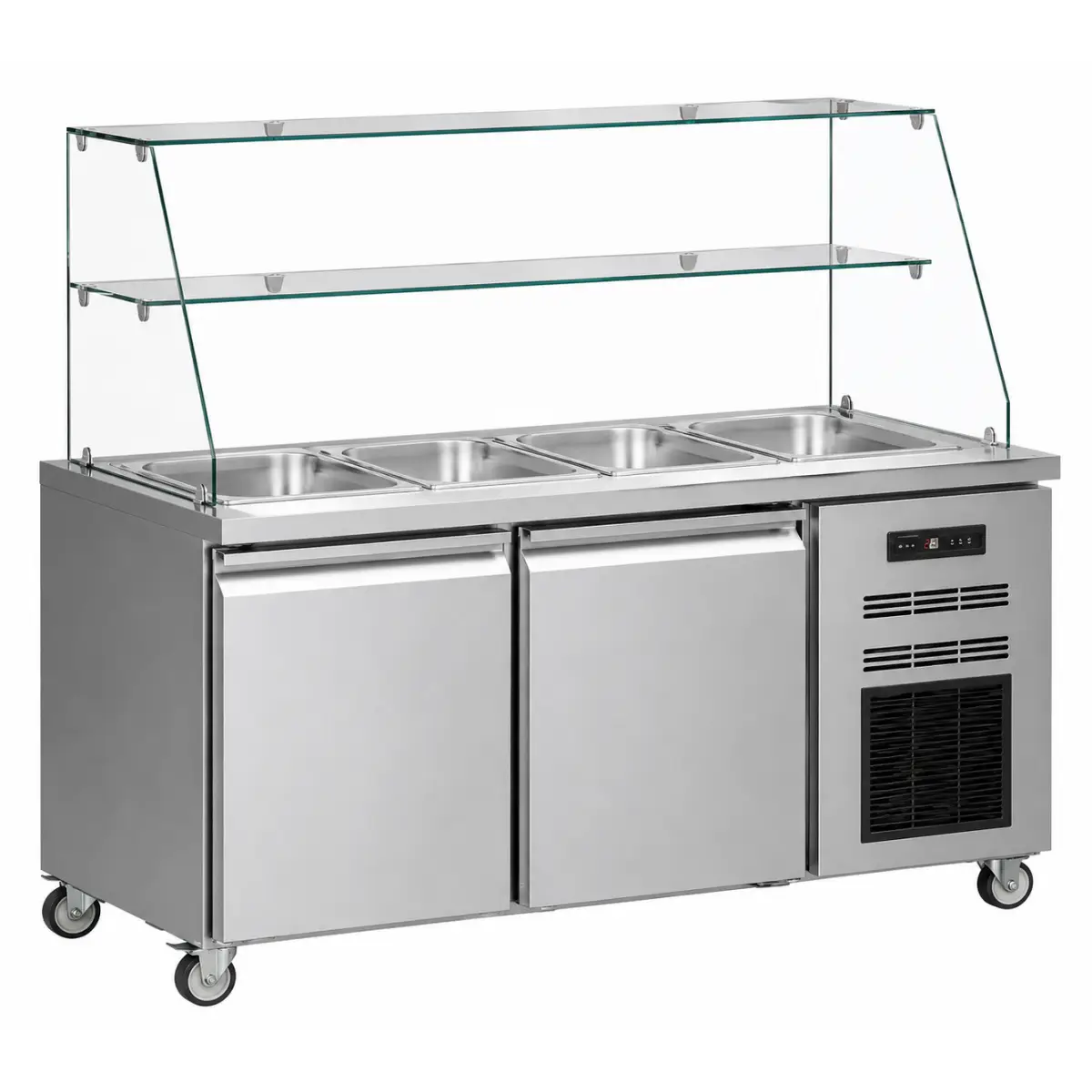 Stație frigorifică profesională cu vitrină refrigerată pentru ingrediente 550 L